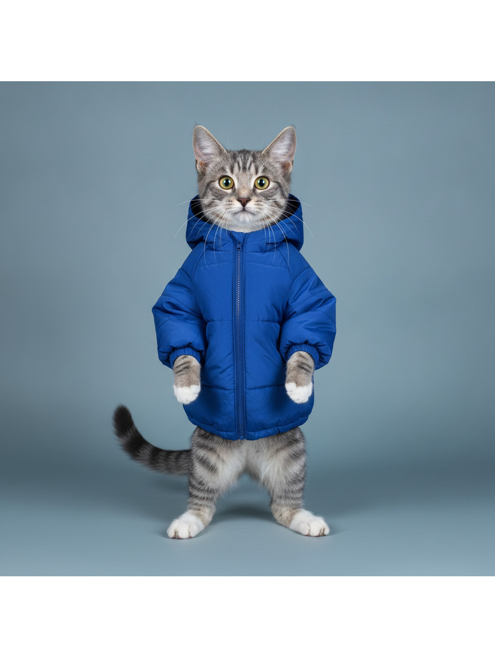 Basics Mens L Blue Hooded Jacket